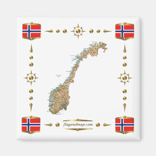 Norvège Carte + Indicateurs Magnet