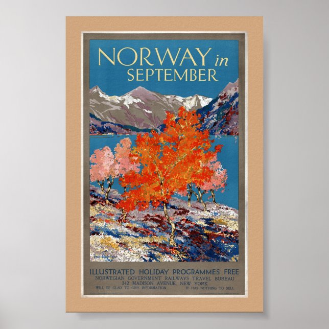 Norvège en septembre Affiche Vintage Restaurée (Devant)