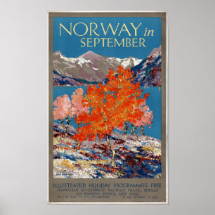 Norvège en septembre Poster vintage restauré
