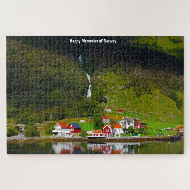 Norvège Fjord cascade Scandinavie. Jigsaw Puzzle (Horizontal)