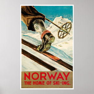 Norvège, La patrie du ski Poster Vintage voyage