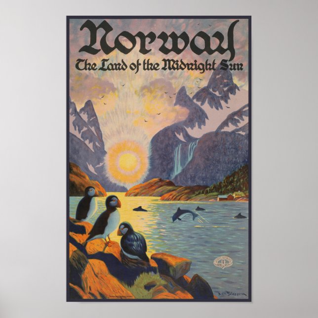 Norvège Terre du Poster vintage du soleil de minui (Devant)