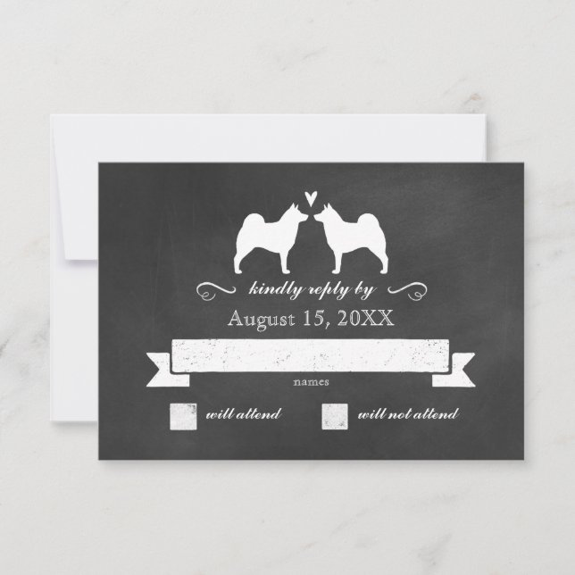 Norvégien Elkhound Silhouettes Mariage RSVP (Devant)