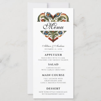 Norvégien Rosemaling Heart Dîner Modifiable Menu