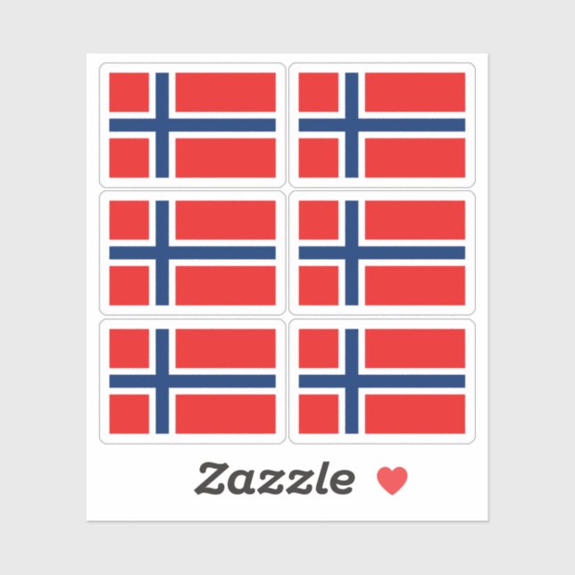 Norway Flag Sticker Collection – Pack of 6  (Feuille)