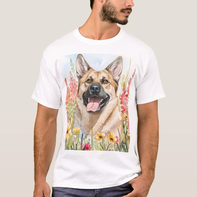 Norwegian Elkhound Watercolor Men's T-Shirt (Devant)