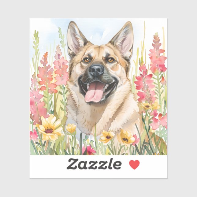 Norwegian Elkhound Watercolor Sticker (Feuille)