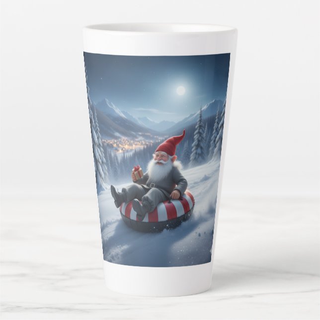 Norwegian Nisse Sledding, Latte Mug (Devant)