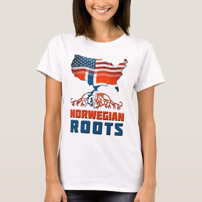 Norwegian Roots USA Drapeau Héritage T-shirt (Devant)