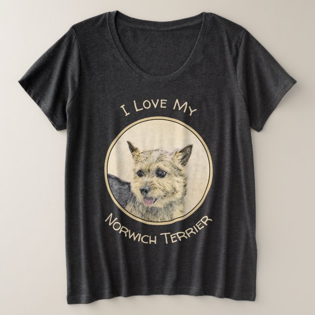 Norwich Terrier Peinture - Cute Original Chien Art (Design devant)