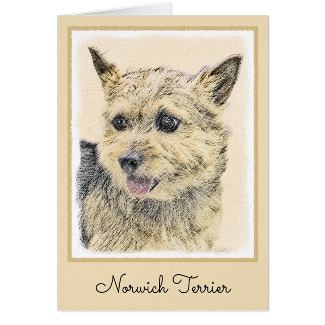 Norwich Terrier Peinture - Cute Original Chien Art (Devant)