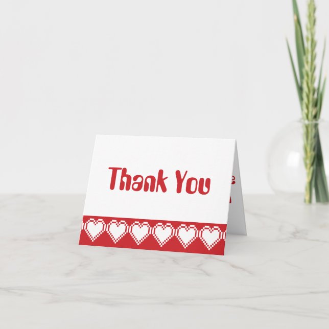 Nos 8-Bits coeurs dans la Carte de remerciements d (Devant)