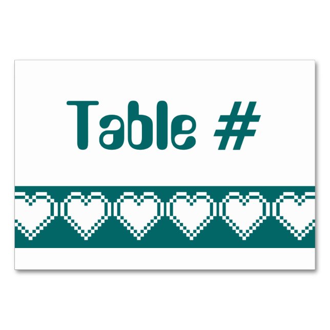 Nos Coeurs 8 bits dans la carte de table Turquoise (Devant)