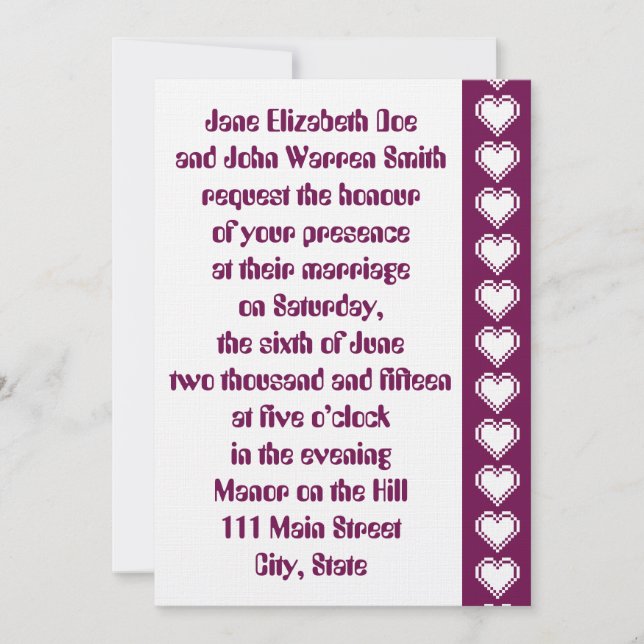 Nos Coeurs 8 bits dans la Faire-part de mariage du (Devant)