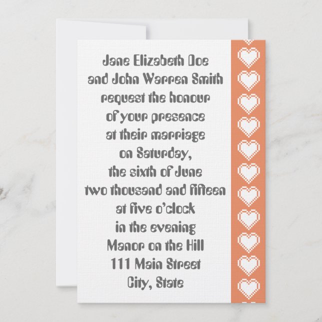 Nos Coeurs 8 bits dans le Faire-part de mariage co (Devant)