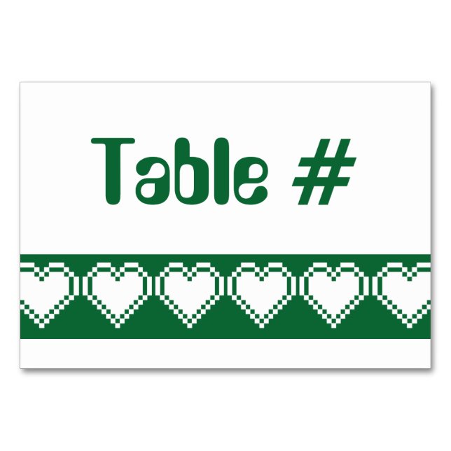 Nos Coeurs 8 bits en carte de table verte (Devant)
