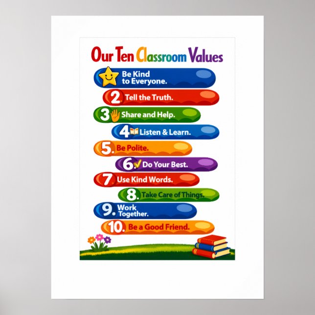 Nos Dix Valeurs de Classe – Affiche Portrait 18×24 (Devant)