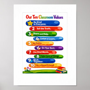 Nos Dix Valeurs de Classe – Affiche Portrait 8.5×1