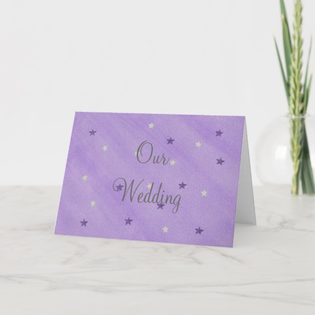 Nos invitations de mariage, étoiles violettes et a (Devant)