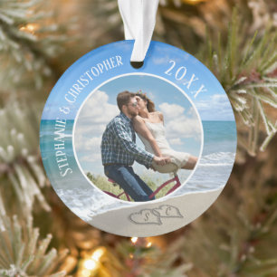 Nos premiers coeurs de plage de Noël Couples phot