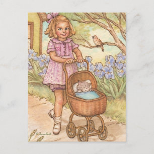 Nostalgic Kitten dans Baby Carriage Carte postale