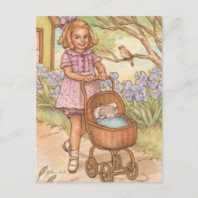 Nostalgic Kitten dans Baby Carriage Carte postale (Devant)