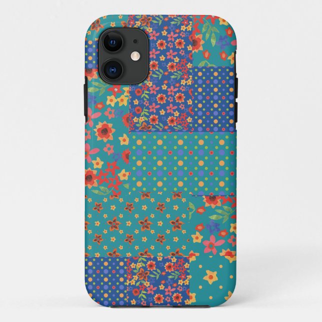 Nostalgic Prints Faux Patchwork iPhone 5/5s Coque (Dos)