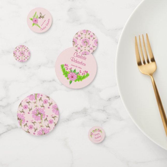 Nostalgie rose et vert Confetti de table florale (Groupe)