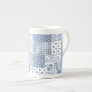 Nostalgique Indigo Faux Patchwork Bone China Mug