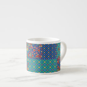 Nostalgique Motif Faux Patchwork Espresso Mug