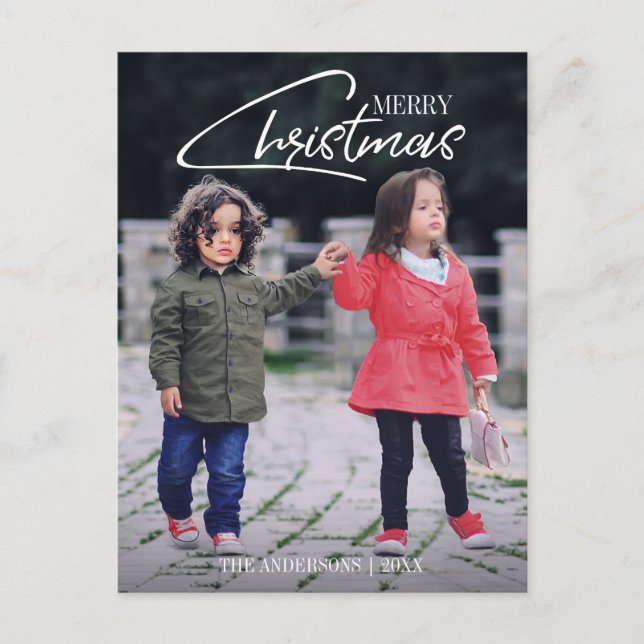 Nostalgique Noël Script Holiday Photo Carte postal (Devant)