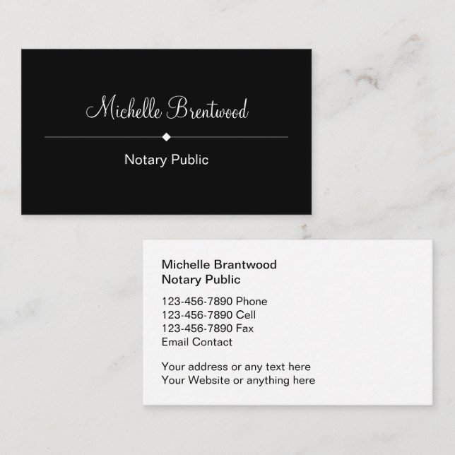 Notaire Classique Public Cartes de visite simples (Devant / Derrière)