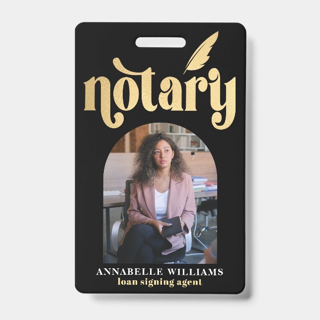Notaire Gold & Black Typography Badge photo (Face)
