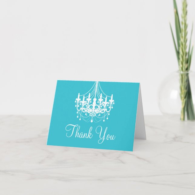 Note bleue et blanche turquoise de Merci de lustre (Devant)
