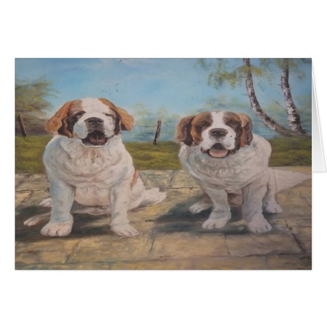 Note Carte Ann Hayes Peinture Deux St Bernards (Devant Horizontal)
