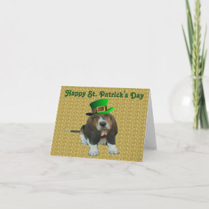 Note Carte Basset Hound Happy St.Patrick's