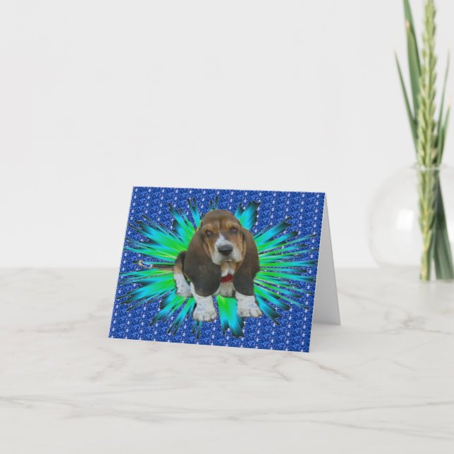 Note Carte Bébé Basset Hound Sheldon (Devant)