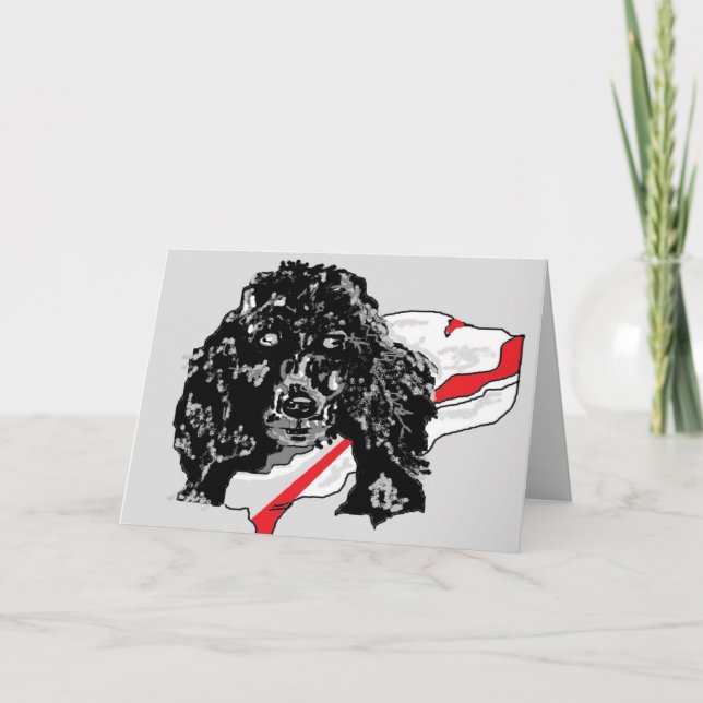 Note Carte de voeux : Poodle blanc à l'intérieur (Devant)