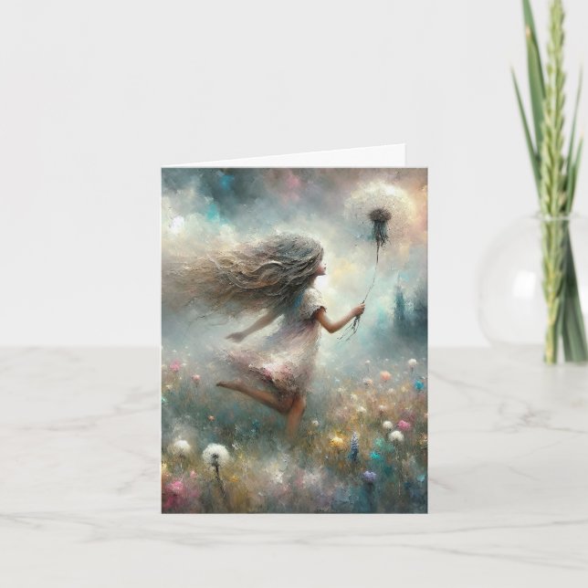 Note Carte fille avec Dandelion (Devant)