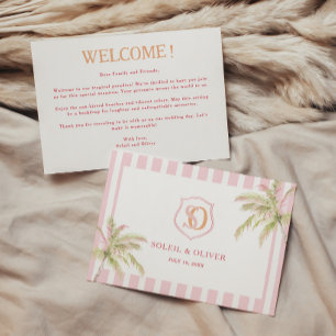Note de bienvenue pour un mariage tropical de dest