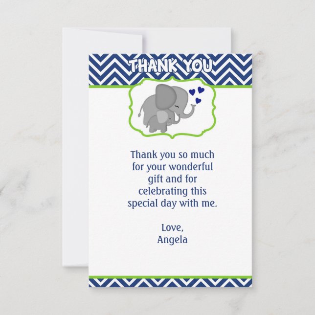 Note de Merci d'amour d'éléphant de Chevron de (Devant)