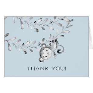 Note de Merci de baby shower de garçons de singe