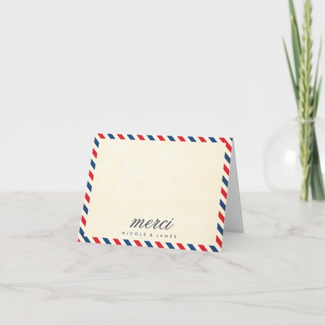 Note de Merci de mariage de par avion (Devant)