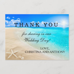 Note de Merci de mariage de plage de destination