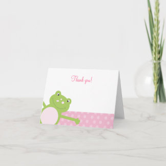 Note de Merci pliée par grenouille verte de saut