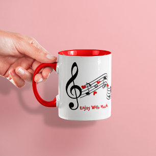 Note de musique noire et blanche Café Mug