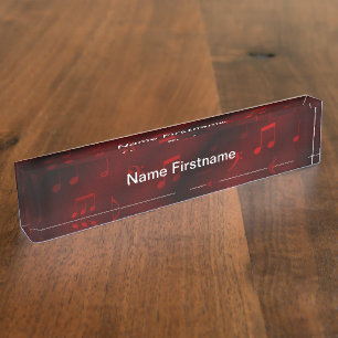 note de musique rouge plaque de nom du bureau