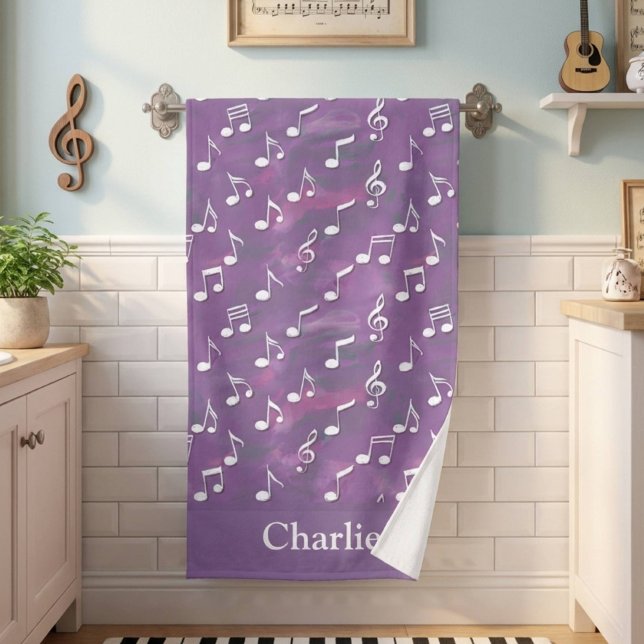 Note de musique violet aquarelle personnalisée (Créateur téléchargé)