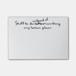 Note de post-it du professeur de temporisation