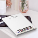 Note du Bloc-notes de l'enseignant, plutôt Fleur s<br><div class="desc">Joli bloc-notes pour enseignant,  personnalisé avec le nom de l'enseignant. Le design comporte une bordure de jolis fleurs sauvages et ENSEIGNANT en caractères gras et rempli d'un motif floral de fleurs sauvages. Veuillez consulter ma collection de cadeaux pour enseignants pour plus d'idées cadeaux.</div>